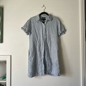 Tahari Linen Striped Shirtdress M